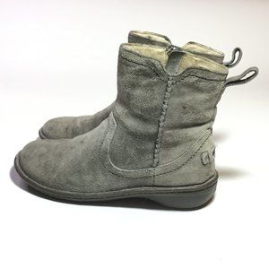 UGG Women Neevah Gray Suede Sheepskin Lined Women Ankle Boots 1003421 Size 6